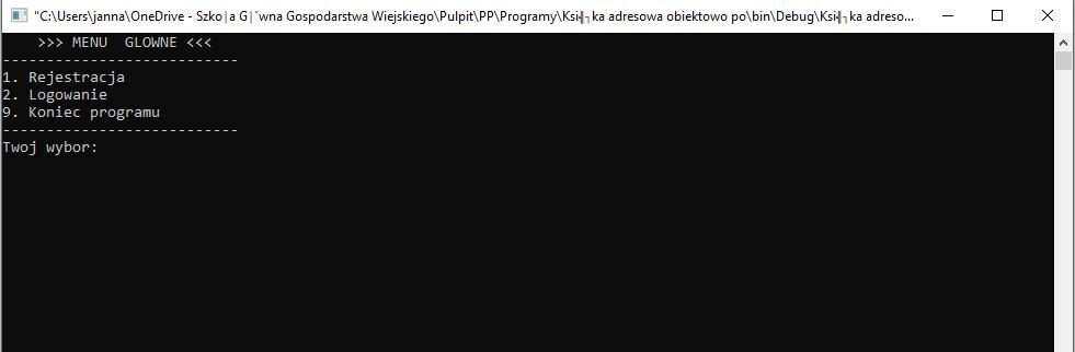 Książka adresowa stworzona w C++